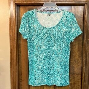 $5 ADD ON with $15+ Bundle Jones New York Sport GREEN SS‎ Tee Shirt Sz L EUC